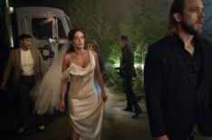 Jules Latimer as Eve Edwards, Stephanie Arcila as Gabriela Perez, and Max Thieriot as Bode Leone — 'Fire Country' Season 3 Premiere 'What the Bride Said'