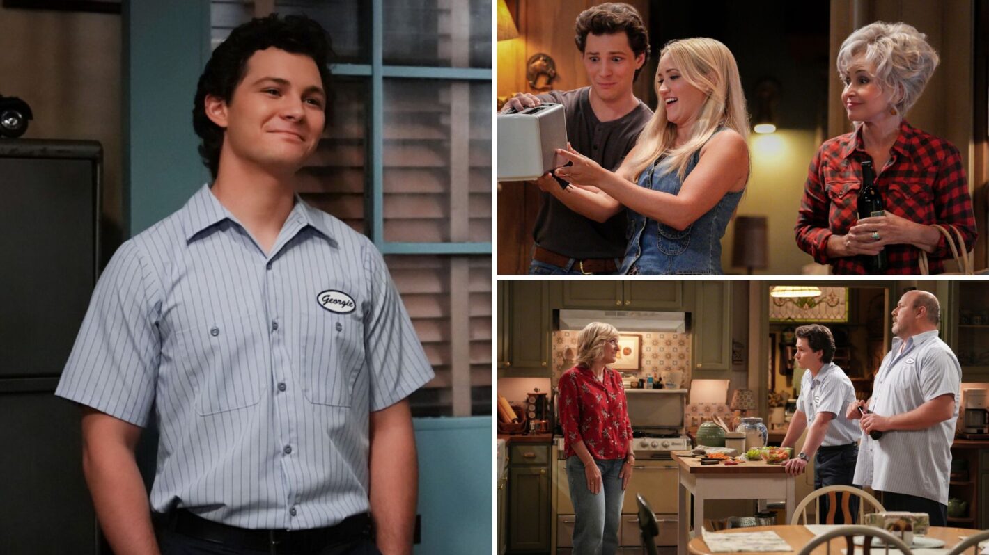 Montana Jordan, Emily Osment, Annie Potts, Will Sasso, and Rachel Bay Jones in 'Georgie & Mandy's First Marriage'