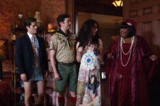 Asher Grodman, Richie Moriarty, Sheila Carrasco, and Danielle Pinnock in 'Ghosts' Season 4