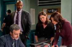 Reid Scott as Det. Vincent Riley, Mehcad Brooks as Det. Jalen Shaw, Maura Tierney as Lieutenant Jessica Brady, Odelya Halevi as ADA Samantha Maroun in Law & Order - Season 24 - 'Catch and Kill