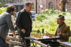Kevin Kane as Det. Terry Bruno, Ice-T as Sgt. Odafin 'Fin' Tutuola, and Dominic Marcus as Chess Player — 'Law & Order: SVU' Season 26 Premiere 'Fractured'
