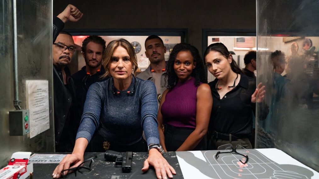 Ice-T as Sgt. Odafin 'Fin' Tutuola, Kevin Kane as Det. Terry Bruno, Mariska Hargitay as Capt. Olivia Benson, Octavio Pisano as Det. Joe Velasco, Aimé Donna Kelly as Capt. Curry, Juliana Aidén Martinez as Det. Kate Silva — 'Law & Order: SVU' Season 26 Premiere 'Fractured'