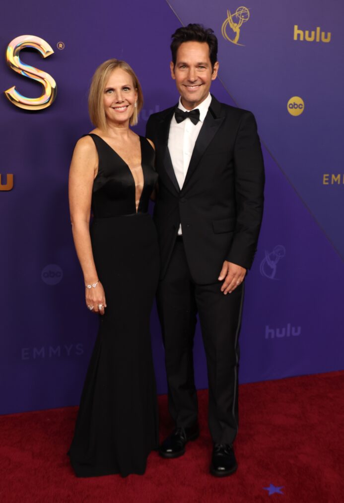 Julie Yaeger and Paul Rudd attend the 76th Primetime Emmy Awards at Peacock Theater on September 15, 2024 in Los Angeles, California.