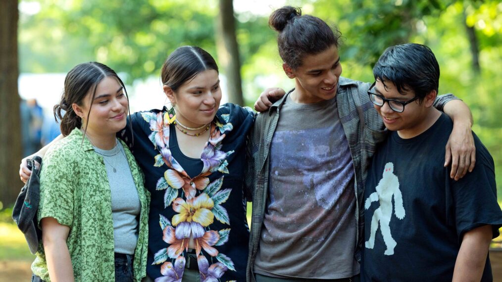 Devery Jacobs as Elora Danan, Paulina Alexis as Willie Jack, D’Pharaoh Woon-A-Tai as Bear, Lane Factor as Cheese in 'Reservation Dogs' final season