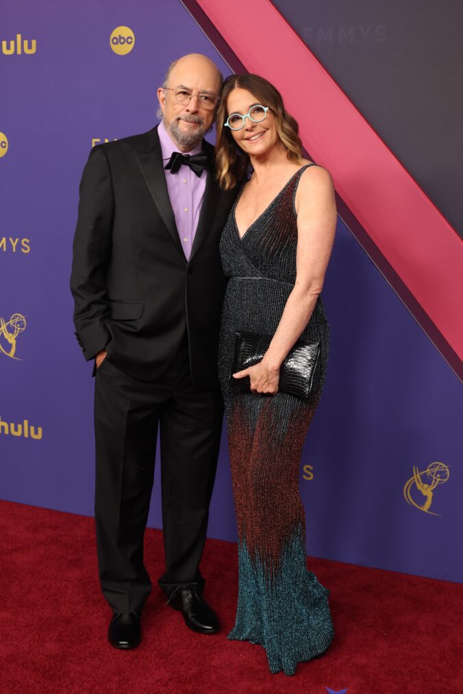 Richard Schiff and Sheila Kelley attends the 76th Primetime Emmy Awards at Peacock Theater on September 15, 2024 in Los Angeles, California.