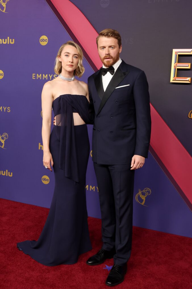 Saoirse Ronan and Jack Lowden attend the 76th Primetime Emmy Awards at Peacock Theater on September 15, 2024 in Los Angeles, California.