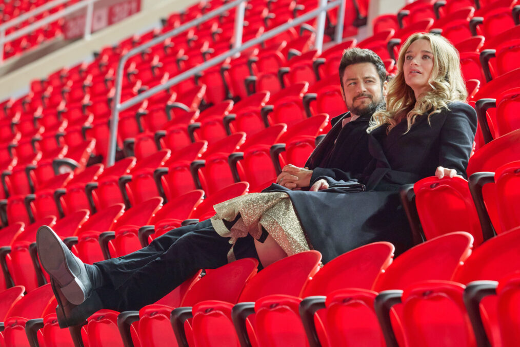 Tyler Hynes and Hunter King in 'Holiday Touchdown: A Chiefs Love Story'