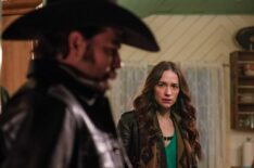 Tim Rozon as Doc Holliday and Melanie Scrofano as Wynonna Earp in 'Wynonna Earp: Vengeance'