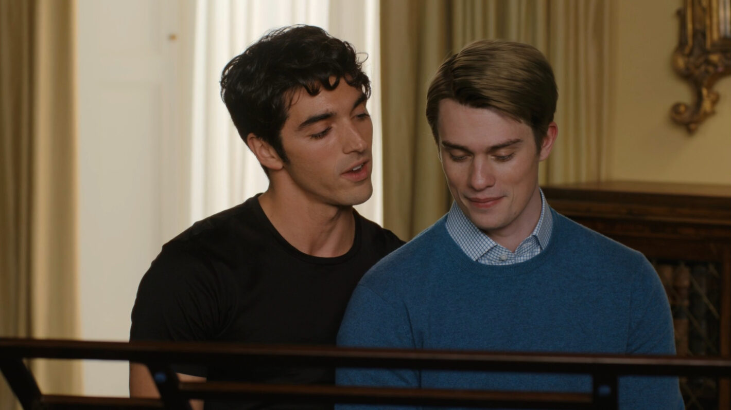 Taylor Zakhar Perez and Nicholas Galitzine in 'Red, White and Royal Blue.'