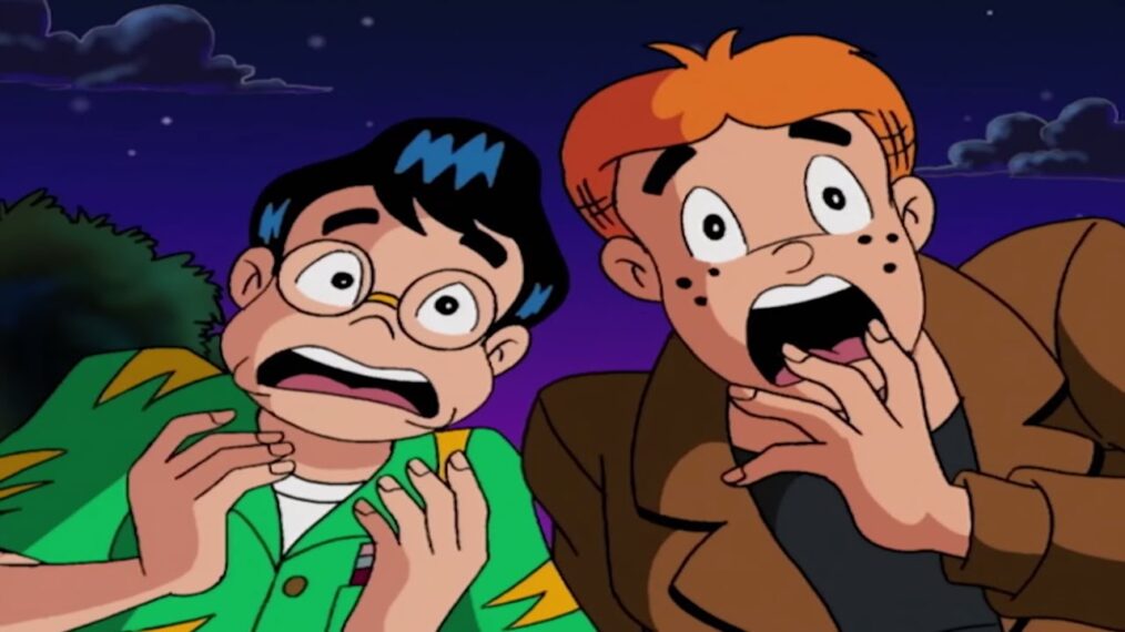 Archie Andrews (voiced by Andrew Rannells) and Reggie Mantle (voiced by Paul Sosso) in season one of 'Archie's Weird Mysteries'