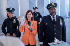 Carra Patterson as Kaya Blanke, Carrie Preston as Elsbeth Tascioni, and Wendell Pierce as Captain Wagner in 'Elsbeth' Season 2 Episode 2 - 'The Wrong Stuff'
