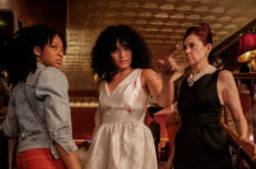 Zolee Griggs as Sissy, Brittany O’Grady as Mackenzie “Mac” Altman, and Carrie Preston as Elsbeth Tascioni in 'Elsbeth' Season 2 Episode 3 - 'Devil's Night'
