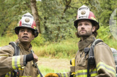 Jordan Calloway as Jake and Jared Padalecki as Camden — 'Fire Country' Season 3 Episode 5 'Edgewater's About To Get Real Cozy'