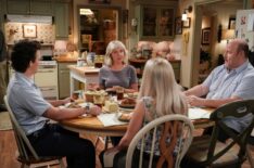 Dougie Baldwin as Connor, Montana Jordan as Georgie, Rachel Bay Jones as Audrey, Emily Osment as Mandy, and Will Sasso in 'Georgie & Mandy’s First Marriage' - 'Secrets, Lies and a Chunk of Change'
