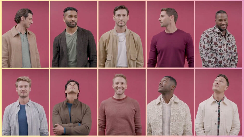 The contestants of 'Finding Mr. Christmas': Gage Robinson, Blake Kelley, David Habashy, Daxton Bloomquist, Elijah Malcomb, Ezra Moreland, Hayden Maher, Isaac Ramirez, Jonathan Wells, Parker Gregory