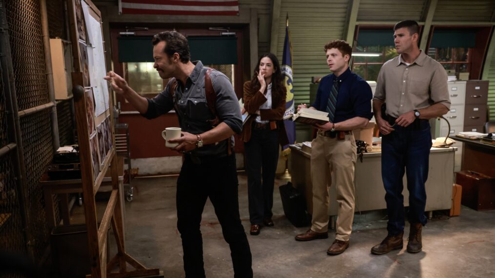 Kyle Schmid as Mike Franks, Mariel Molino as Cecilia “Lala” Dominguez, Caleb Foote as Bernard “Randy” Randolf, and Austin Stowell as Leroy Jethro Gibbs — 'NCIS: Origins' Season 1 Episode 5 