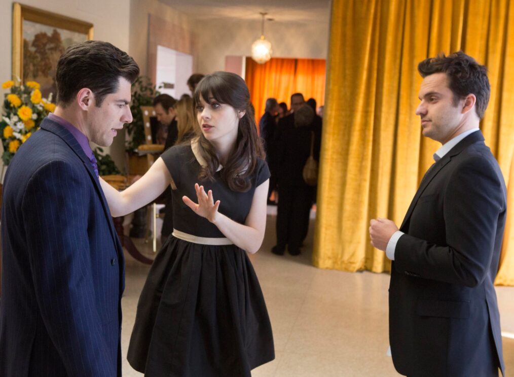 Max Greenfield, Zooey Deschanel, and Jake Johnson in 'New Girl'