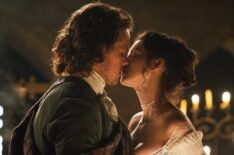Sam Heughan and Caitriona Balfe as Jamie and Claire in 'Outlander's Season 1 episode 'The Wedding'