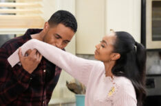 Damon Wayans, Jr. as Junior and Tetona Jackson as Nina in 'Poppa's House' Season 1 Episode 2 - 'Sleepover'