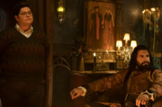Kayvan Novak as Nandor, and Harvey Guillén as Guillermo in 'What We Do In The Shadows.'