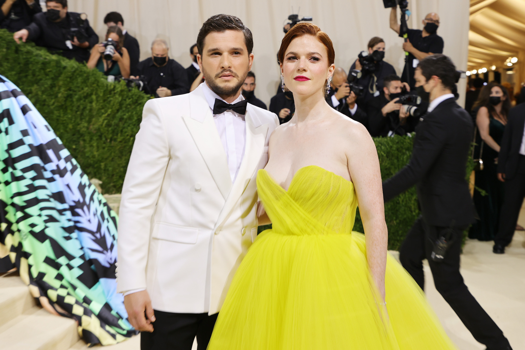 Kit Harrington and Rose Leslie attend The 2021 Met Gala Celebrating In America: A Lexicon Of Fashion at Metropolitan Museum of Art on September 13, 2021 in New York City.
