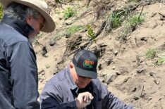 Duane Ollinger watches as Bob Morton collects samples at the Bead Site in Blind Frog Ranch