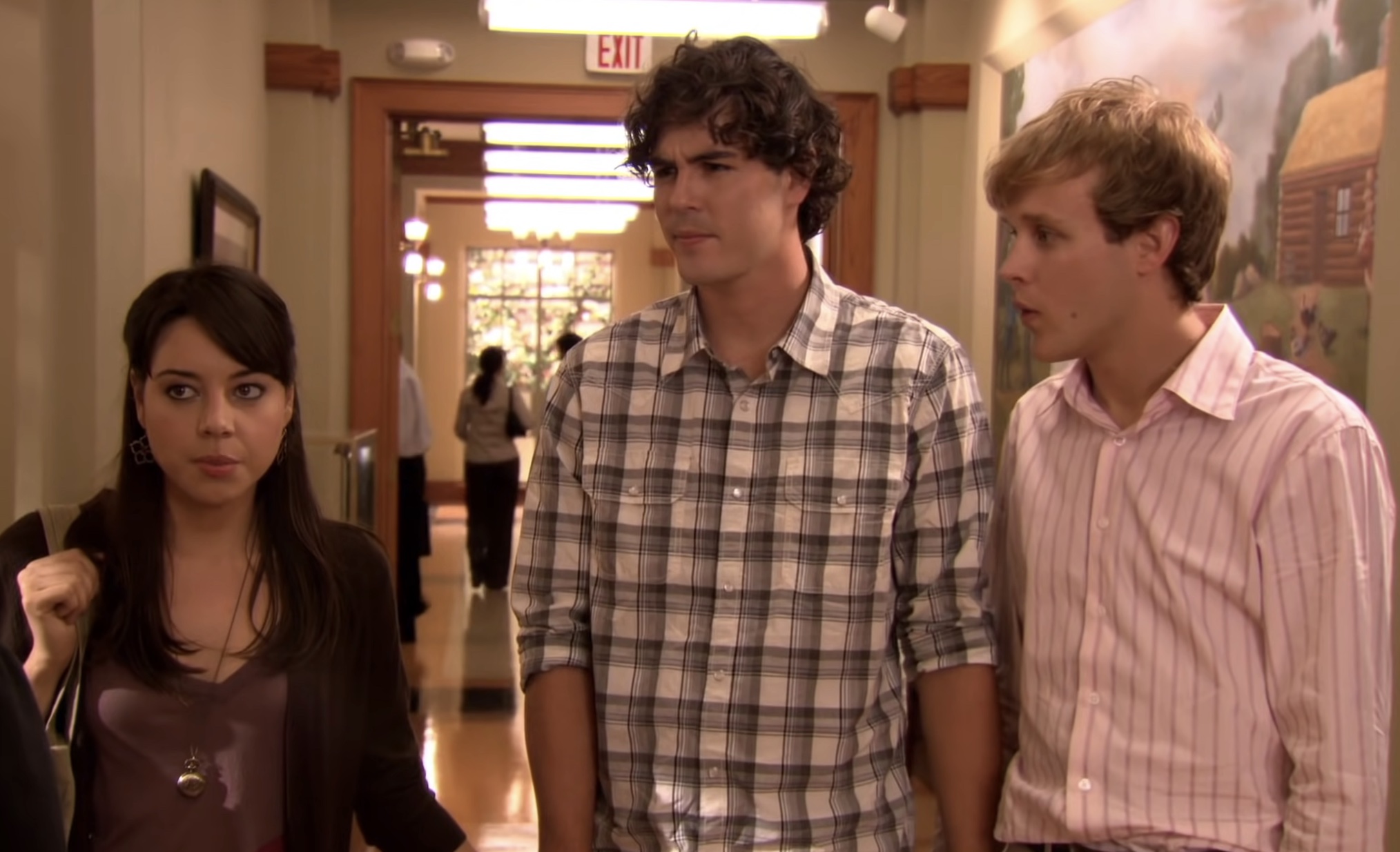 Blake Lee, Aubrey Plaza, and Josh Duvendeck on 'Parks and Recreation'