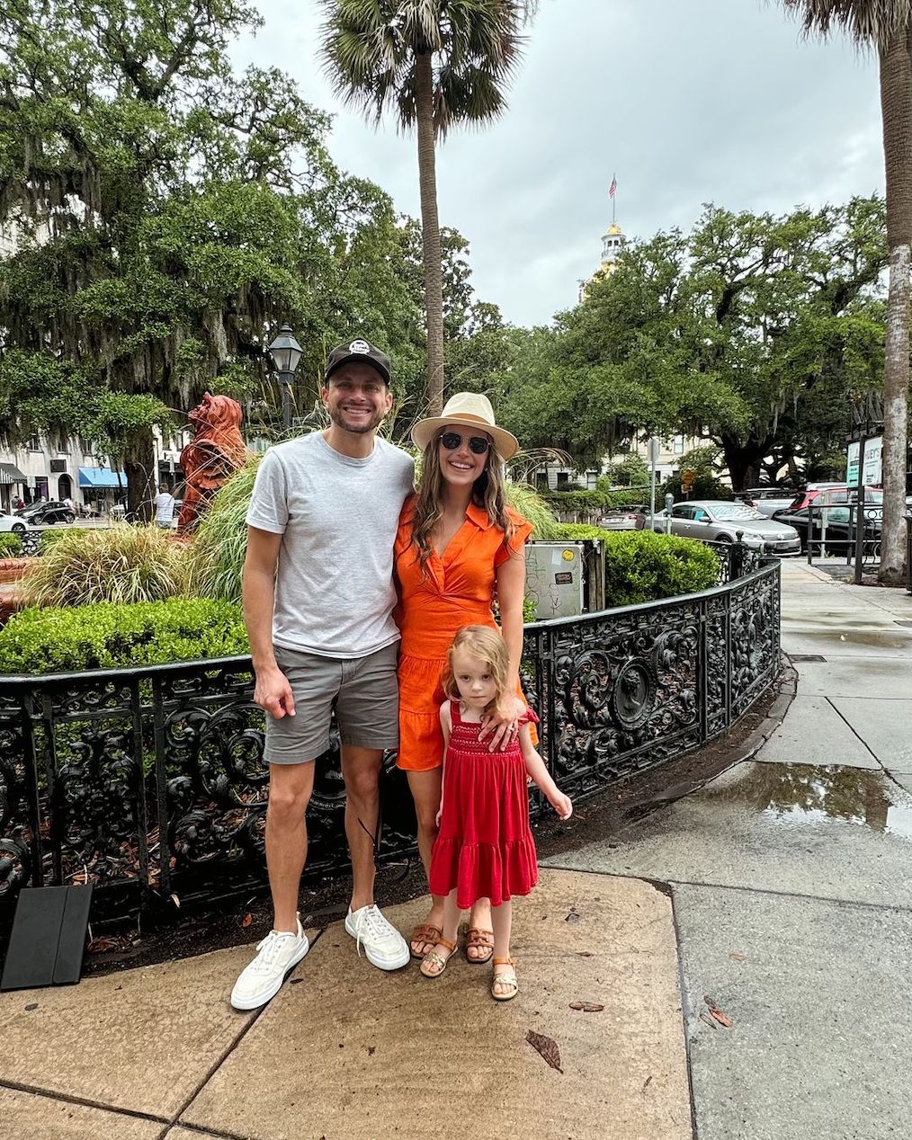 Brian Fuente and Jordan Pruitt of 'The Voice' with their child in Savannah, Georgia.