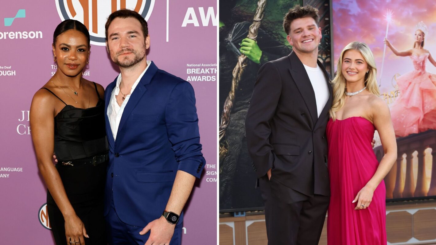 LOS ANGELES, CALIFORNIA - OCTOBER 25: (L-R) Britt Stewart and Daniel Durant attend The National Association Of The Deaf's Breakthrough Awards at Audrey Irmas Pavillion on October 25, 2023 in Los Angeles, California and LOS ANGELES, CALIFORNIA - NOVEMBER 09: (L-R) Walker Lyons and Rylee Arnold attend the Los Angeles premiere of Universal Pictures 