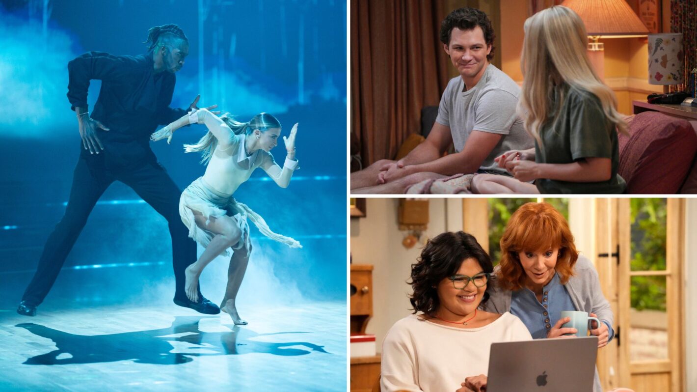 Montana Jordan as Georgie Cooper on 'Georgie & Mandy's First Marriage,' Belissa Escobedo as Isabella and Reba McEntire as Bobbie on 'Happy's Place'
