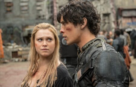 Eliza Taylor as Clarke Griffin and Bob Morley as Bellamy Blake on 'The 100'