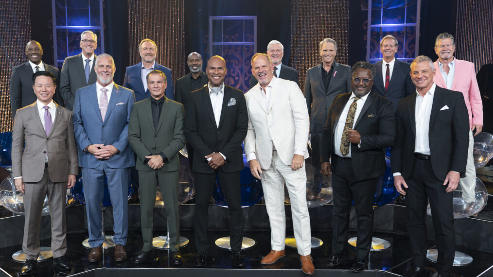 TOP: CHARLES K., BOB, GREGG L., CHRISTOPER, KIM B., MICHAEL S., DAN R., JACK L. BOTTOM: CHARLES L., MARK A., PASCAL, JONATHAN R., KEITH G., GARY L., JORDAN H. on 'The Golden Bachelorette'