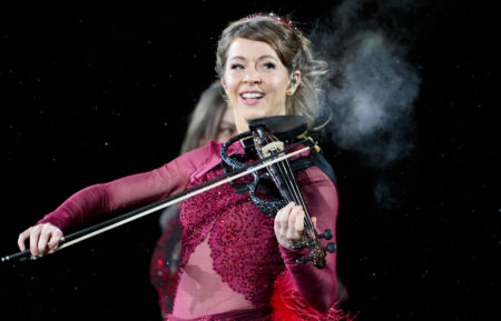 Lindsey Stirling performs at halftime of the NFL game between the Miami Dolphins and Green Bay Packers at Lambeau Field on November 28, 2024, in Green Bay, Wisconsin