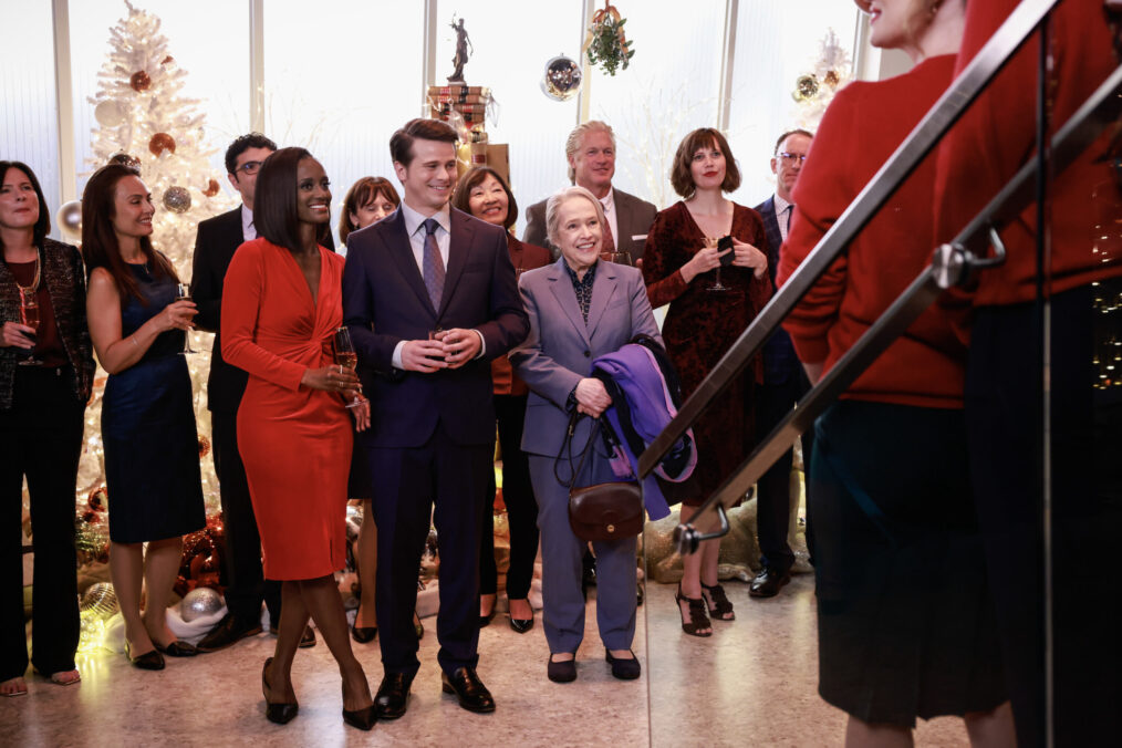 Skye P. Marshall as Olympia, Jason Ritter as Julian, and Kathy Bates as Matty in 'Matlock' Season 1 Episode 7