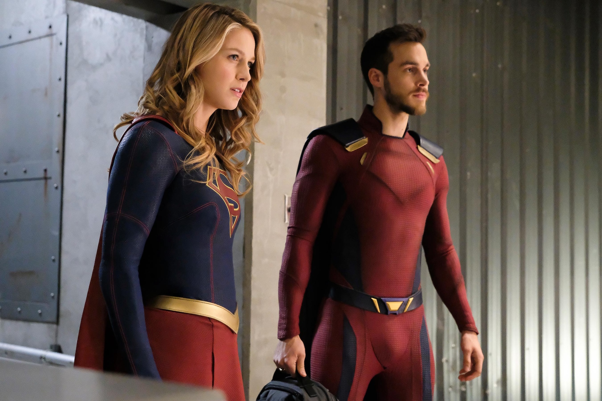 Melissa Benoist and Chris Wood in 'Supergirl.'