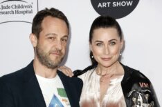 Sanford Bookstaver and Rena Sofer attend the LA Art Show Opening Night Premiere Party Benefiting St. Jude hosted by Kaia Gerber at Los Angeles Convention Center on January 19, 2022 in Los Angeles, California.