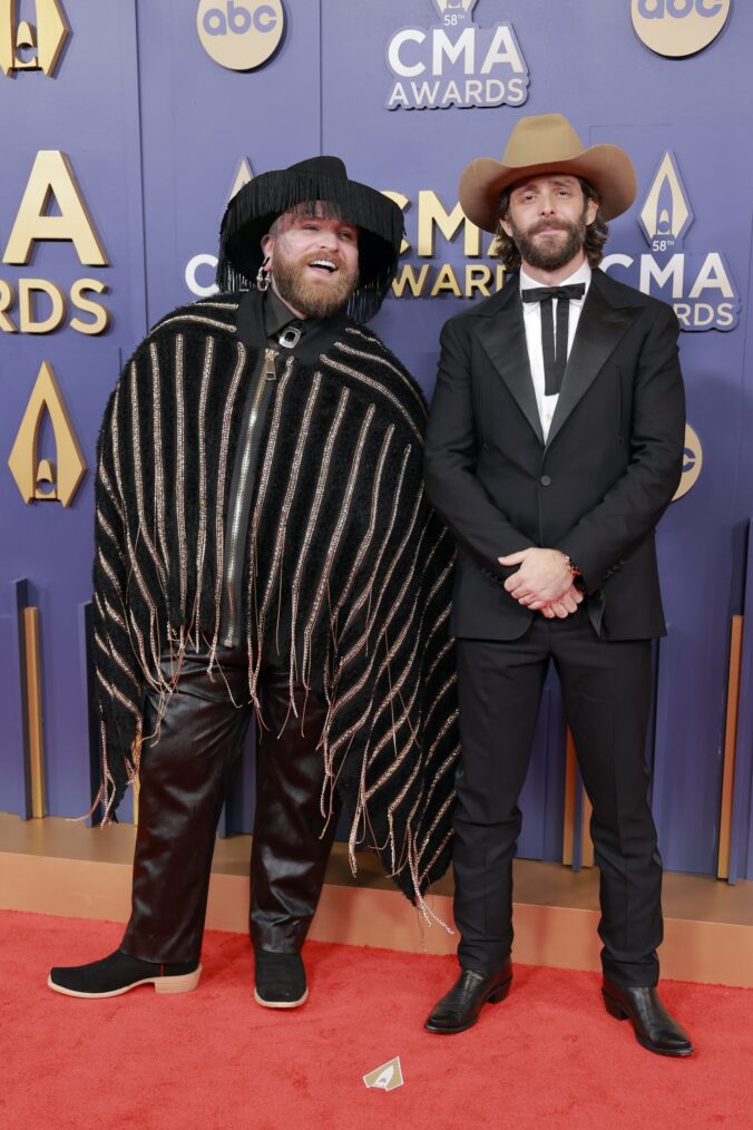 Teddy Swims and Thomas Rhett attend The 58th Annual CMA Awards at Music City Center on November 20, 2024 in Nashville, Tennessee.