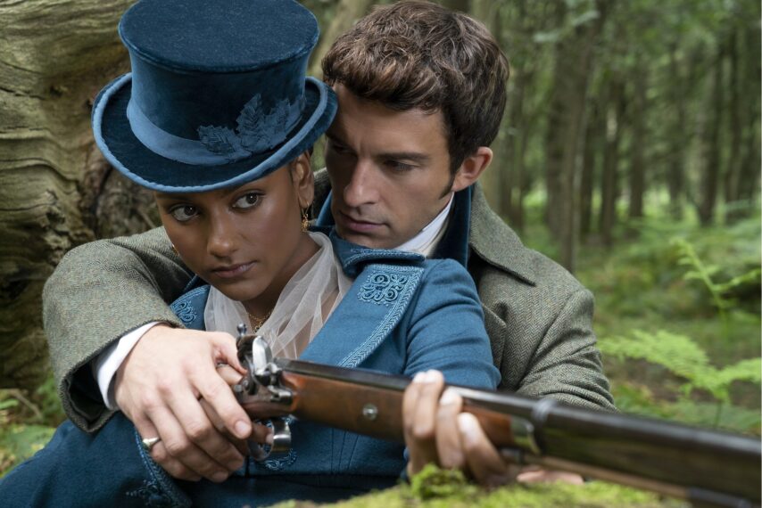 Simone Ashley and Jonathan Bailey in 'Bridgerton'