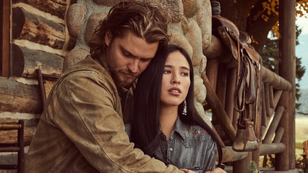 Luke Grimes and Kelsey Asbille as Kayce and Monica in 'Yellowstone'