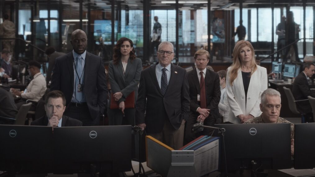 McKinley Belcher III as Carl Otieno, Mozhan Navabi as Melissa Kornblau, Robert De Niro as George Mullen, Jesse Plemons as Roger Carlson and Connie Britton as Valerie Whitesell — 'Zero Day'