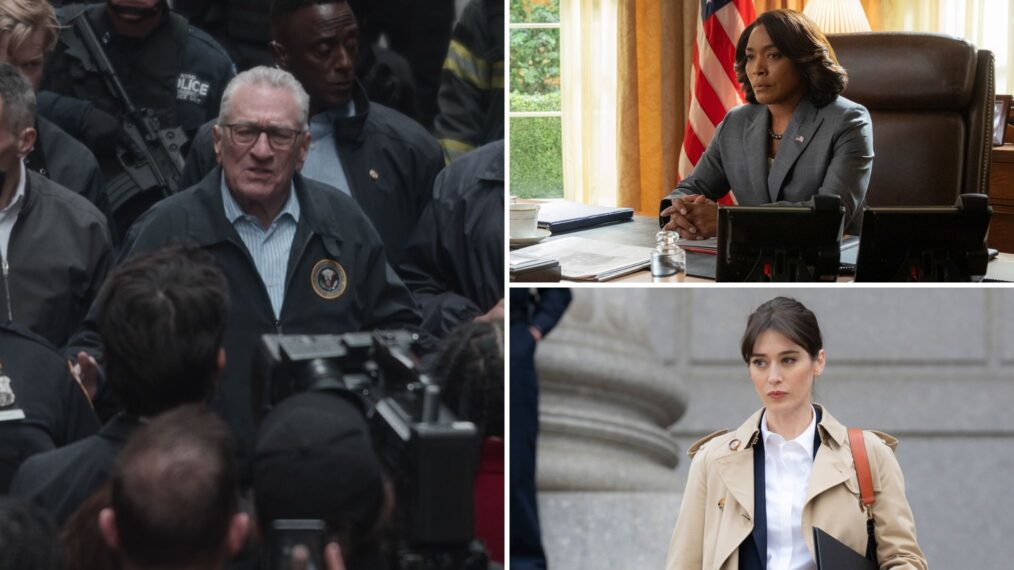 Robert De Niro as George Mullen, Angela Bassett as President Mitchell, and Lizzy Caplan as Alexandra Mullen — 'Zero Day'