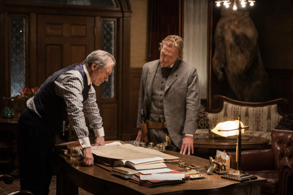 Timothy Dalton as Whitfield and Jerome Flynn as Banner Creighton in '1923' Season 2 Episode 4