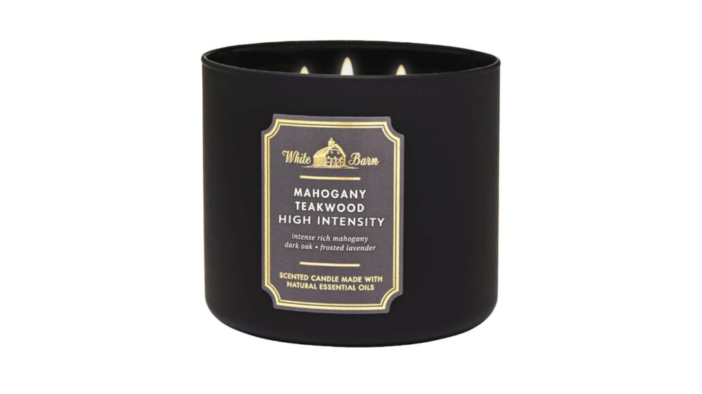 Bath & Body Works White Barn 3-Wick Candle in Mahogany Teakwood High Intensity