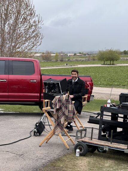 Jonathan Bennett on the set of 'Finding Mr. Christmas'