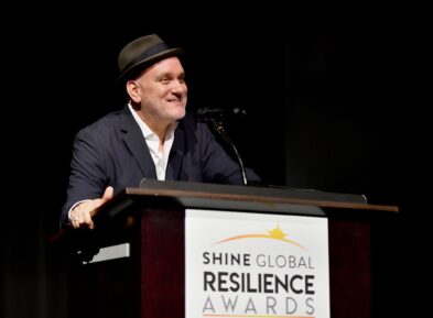 Mike O'Malley speaks onstage during the 2024 Shine Global Resilience Awards at Paramount Pictures Studios on October 15, 2024 in Hollywood