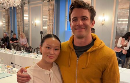 Yerin Ha and Luke Thompson behind the scenes of 'Bridgerton' Season 4
