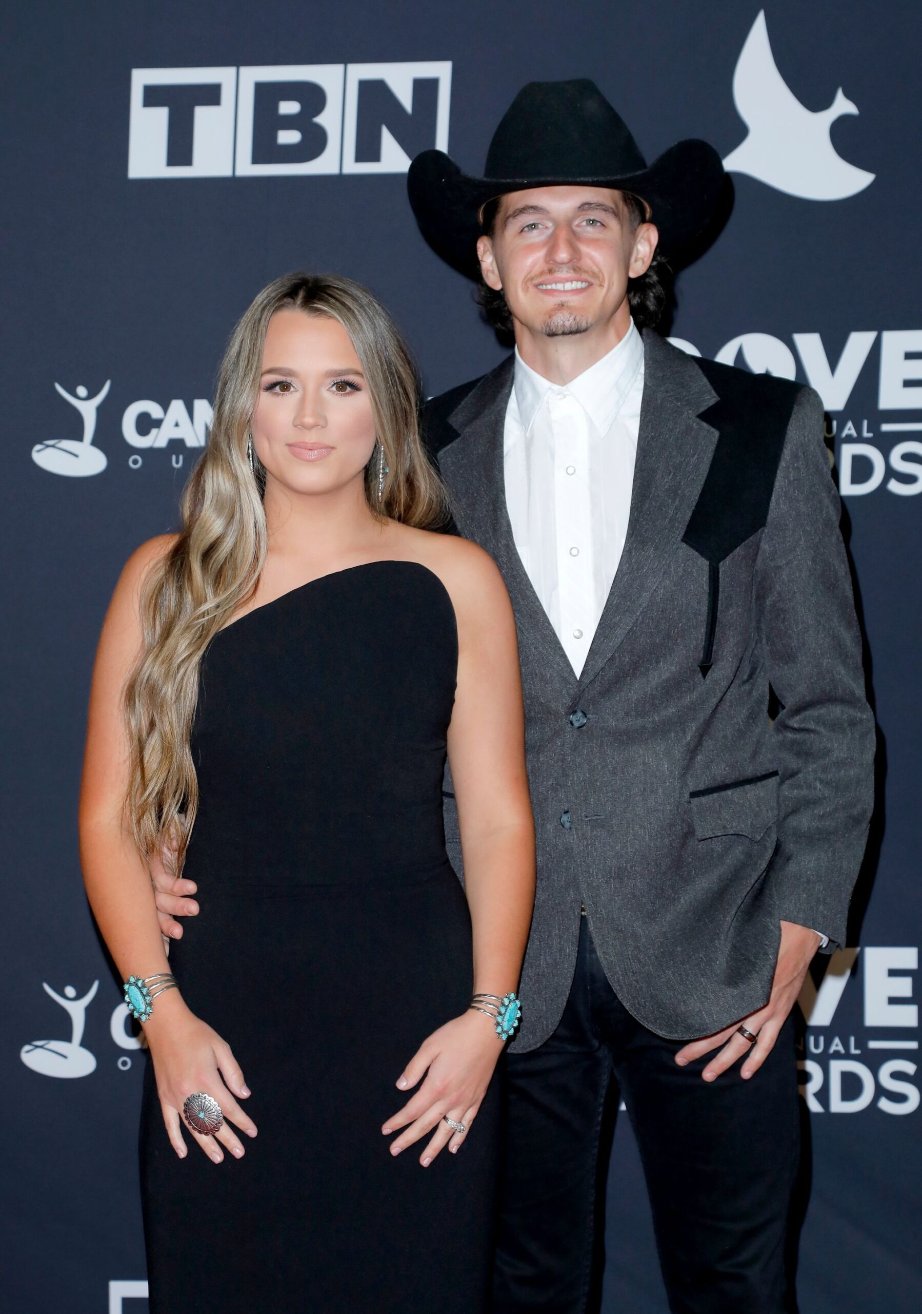 Gabby Barrett and Cade Foehner attend the 55th Annual GMA Dove Awards at Lipscomb Allen Arena on October 01, 2024 in Nashville, Tennessee.