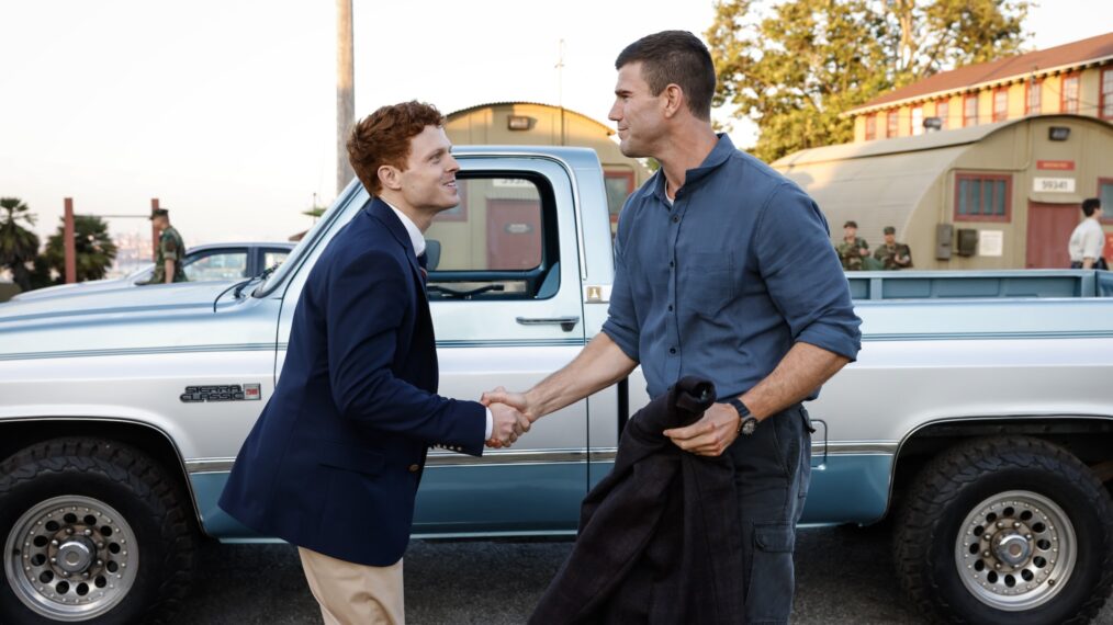 Caleb Foote as Bernard “Randy” Randolf and Austin Stowell as Leroy Jethro Gibbs — 'NCIS: Origins' Premiere 