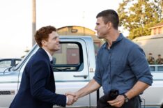Caleb Foote as Bernard “Randy” Randolf and Austin Stowell as Leroy Jethro Gibbs — 'NCIS: Origins' Premiere 'Enter Sandman'
