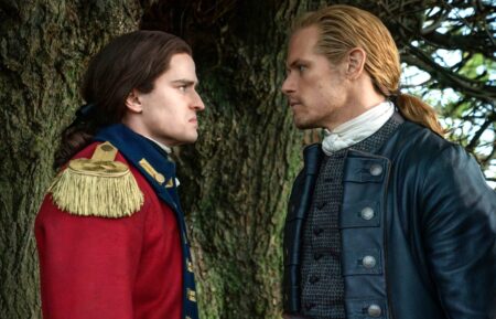 Charles Vandervaart and Sam Heughan in 'Outlander' Season 7